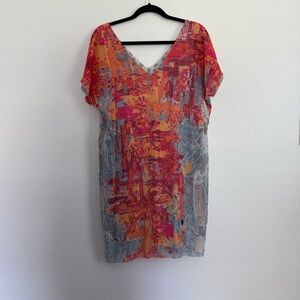 Volt Design Abstract Chiffon Midi Dress 2 Multicolor US 8